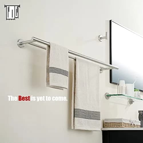 JQK Double Bath Towel Bar 84cm (33 Inch) SUS 304 Stainless Steel | Wall Mounted Brushed Finish thumbnail 5