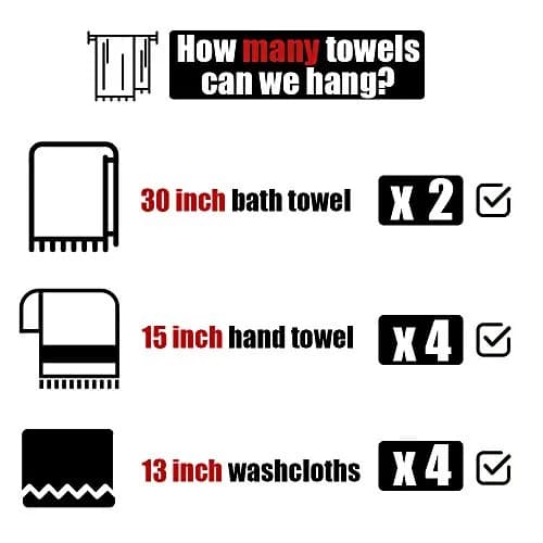 JQK Double Bath Towel Bar 84cm (33 Inch) SUS 304 Stainless Steel | Wall Mounted Brushed Finish thumbnail 9