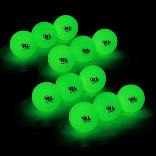 R&L Night Golf Balls Glow in the Dark 12 Pack + Flashlight | Long-Lasting Bright Luminous Balls — + Flashlight