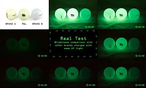 R&L Night Golf Balls Glow in the Dark 12 Pack + Flashlight | Long-Lasting Bright Luminous Balls thumbnail 3