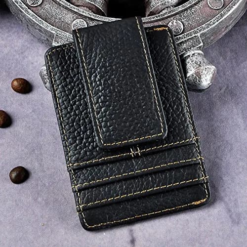 Le'aokuu Mens Genuine Leather Cowhide Money Clip Wallet Slim Black 2 | RFID Secure thumbnail 2