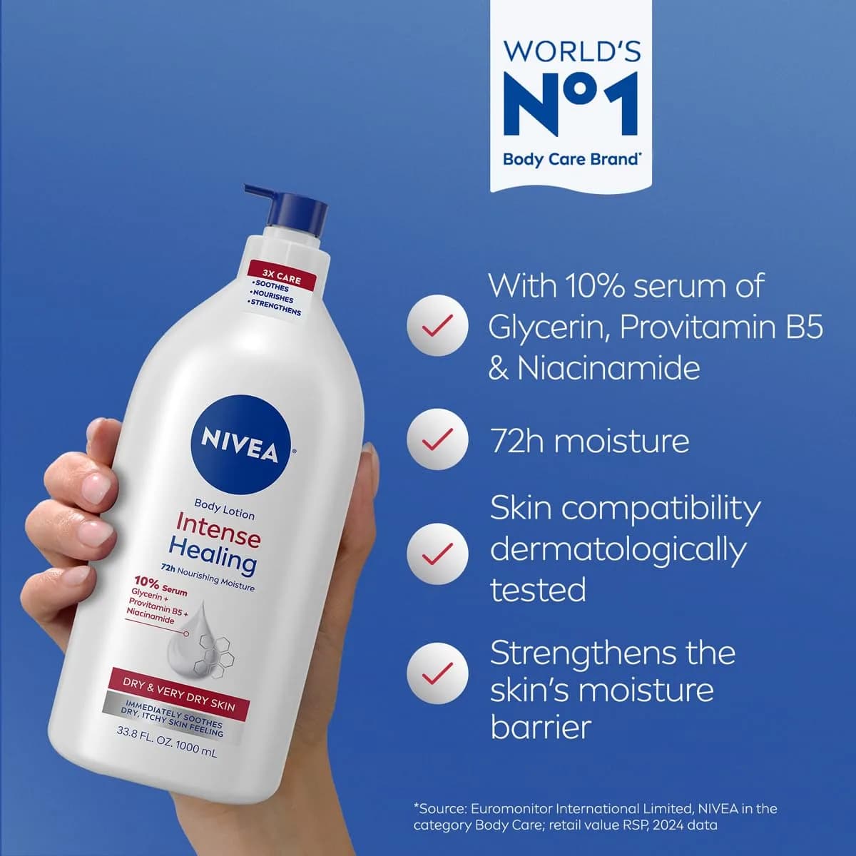 NIVEA Intense Healing Body Cream for Dry, Itchy Skin, 10% Serum, 33.8 Fl Oz thumbnail 3