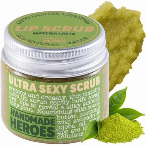 Handmade Heroes Matcha Latte Lip Scrub 1oz | Natural Vegan Deep Conditioning for Dry Lips thumbnail 1