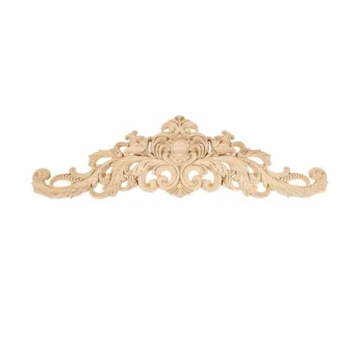 MUXSAM Wood Carved Applique 30cm (11.81") | Unpainted Floral Wood Decal for Furniture & Walls thumbnail 1