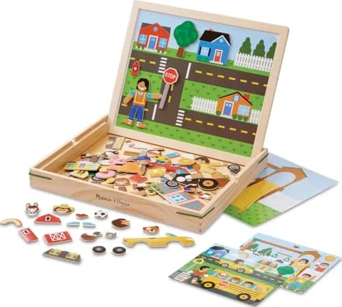 Melissa & Doug Wooden Magnetic Matching Picture Game with 119 Magnets | Imaginative Scene Play for Kids 3+ thumbnail 1