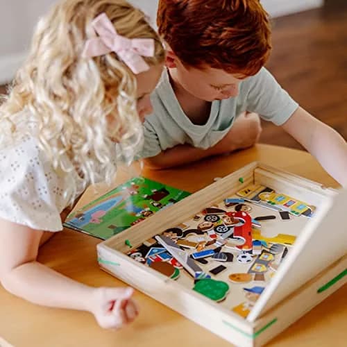 Melissa & Doug Wooden Magnetic Matching Picture Game with 119 Magnets | Imaginative Scene Play for Kids 3+ thumbnail 5