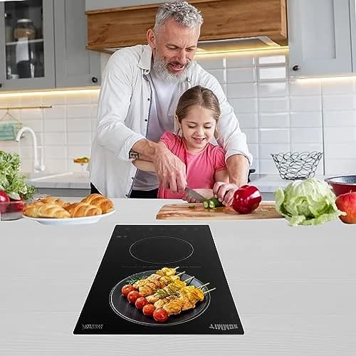 Summit 15" 2 Burner Electric Cooktop, Black - CR2B23T3BTK15 | 230V Radiant Surface with Digital Touch Controls thumbnail 2