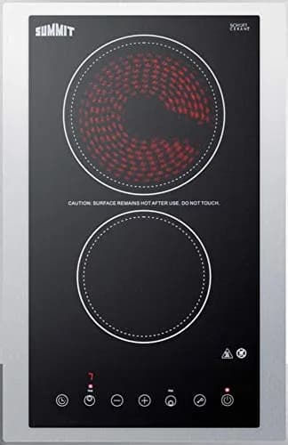 Summit 15" 2 Burner Electric Cooktop, Black - CR2B23T3BTK15 | 230V Radiant Surface with Digital Touch Controls thumbnail 3