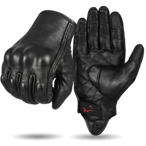 Superbike Men's Goatskin Leather Touchscreen Motorcycle Gloves Black | Durable, Flexible & Impact-Absorbing thumbnail 1