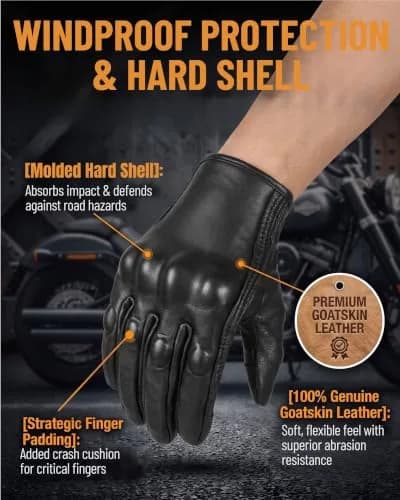 Superbike Men's Goatskin Leather Touchscreen Motorcycle Gloves Black | Durable, Flexible & Impact-Absorbing thumbnail 3