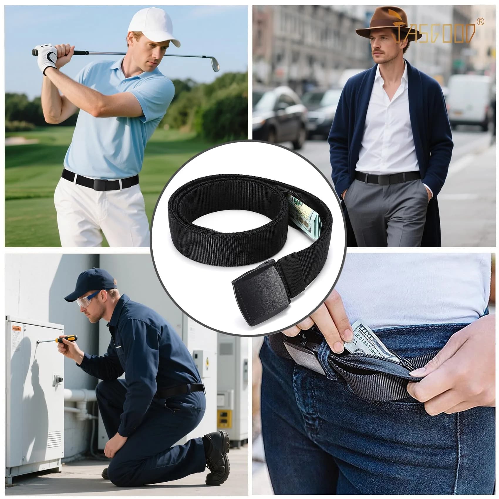 JASGOOD Travel Security Money Belt with Hidden Pocket - Black, 125cm (49.2") | Airport Safe Anti-Theft Wallet - view 6