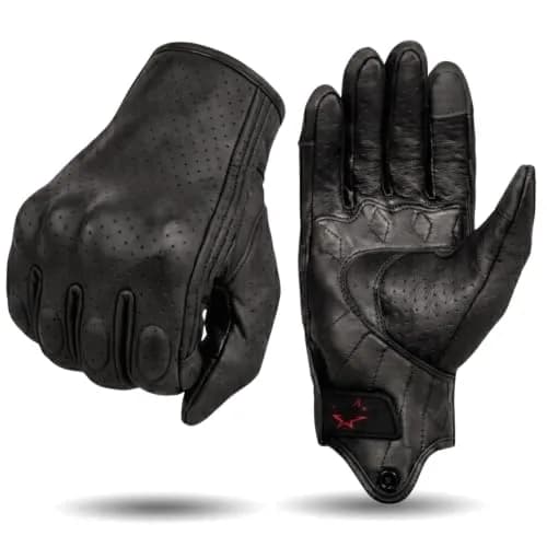 Superbike Men's Goatskin Leather Touchscreen Motorcycle Gloves Black, Perforated | Durable & Breathable for Indian Riders thumbnail 1