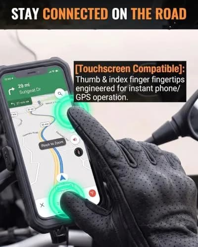 Superbike Men's Goatskin Leather Touchscreen Motorcycle Gloves Black, Perforated | Durable & Breathable for Indian Riders thumbnail 2
