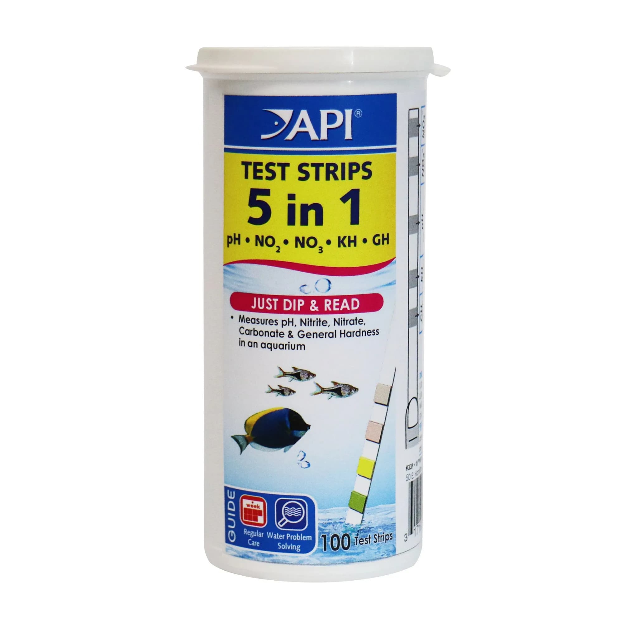 API 5-IN-1 TEST STRIPS 100-Count Aquarium Water Testing Kit | pH, Nitrite, Nitrate, Carbonate & Hardness