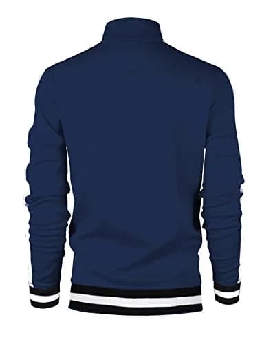 SCREENSHOT Mens Urban Hip Hop Track Jacket Slim Fit Side Taping Basic-Navy 2XL thumbnail 4
