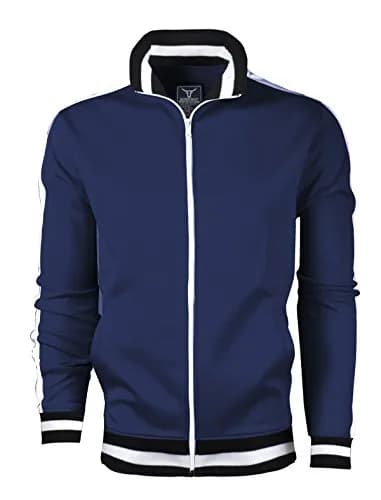 SCREENSHOT Mens Urban Hip Hop Track Jacket Slim Fit Side Taping Basic-Navy 2XL thumbnail 2