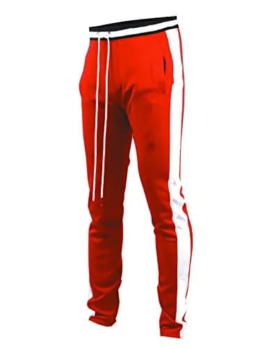 SCREENSHOT Men's Athletic Slim Fit Workout Track Pants S41700-Red XL | Urban Style, Flexibility & Comfort thumbnail 1