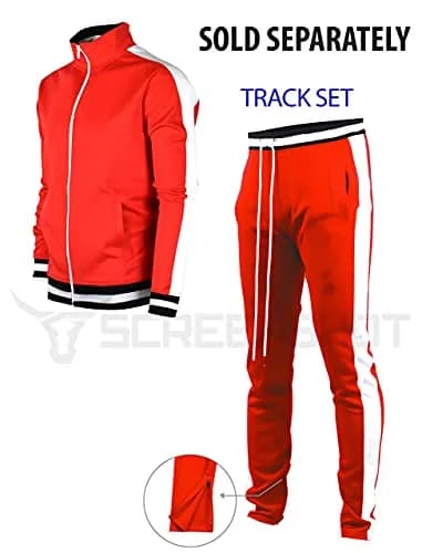 SCREENSHOT Men's Athletic Slim Fit Workout Track Pants S41700-Red XL | Urban Style, Flexibility & Comfort thumbnail 5