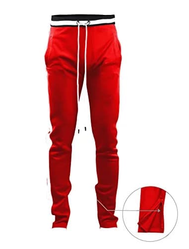 SCREENSHOT Men's Athletic Slim Fit Workout Track Pants S41700-Red XL | Urban Style, Flexibility & Comfort thumbnail 6
