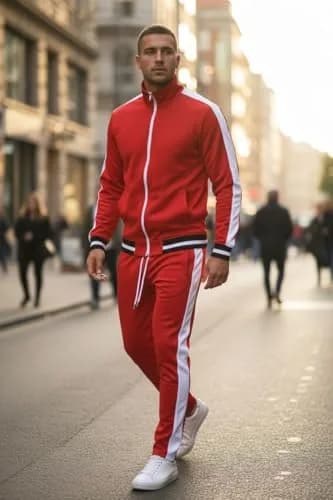 SCREENSHOT Men's Athletic Slim Fit Workout Track Pants S41700-Red XL | Urban Style, Flexibility & Comfort thumbnail 3