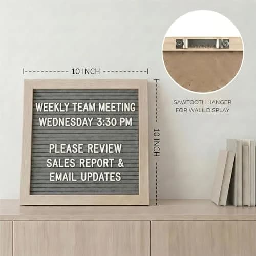 C CRYSTAL LEMON Gray Felt Letter Board 10x10 Inch, 336 Pre-Cut Letters | Classic Decorative Signage for Home & Office thumbnail 9