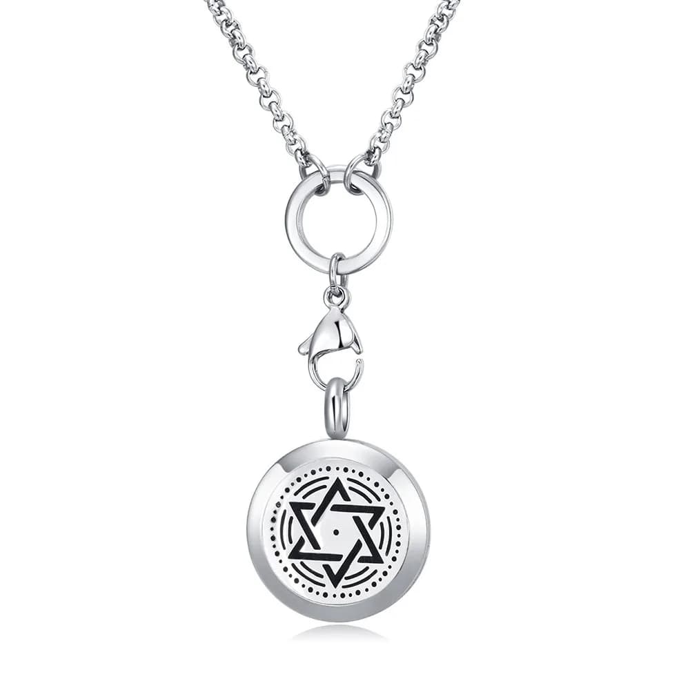 MESINYA Essential Oil Diffuser Necklace 1'' Star Of David | Hypo-Allergenic Magnetic Pendant with 20'' Chain & Pads
