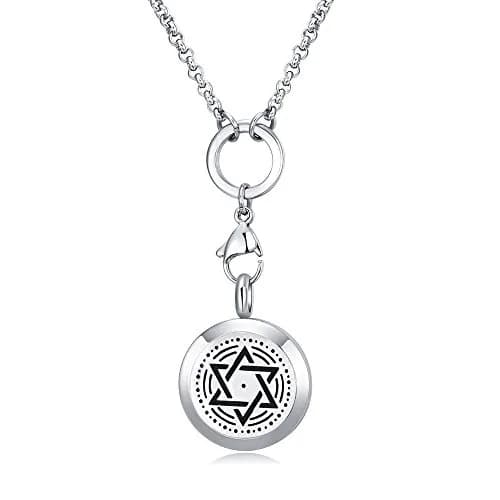MESINYA Essential Oil Diffuser Necklace 1'' Star Of David | Hypo-Allergenic Magnetic Pendant with 20'' Chain & Pads thumbnail 1