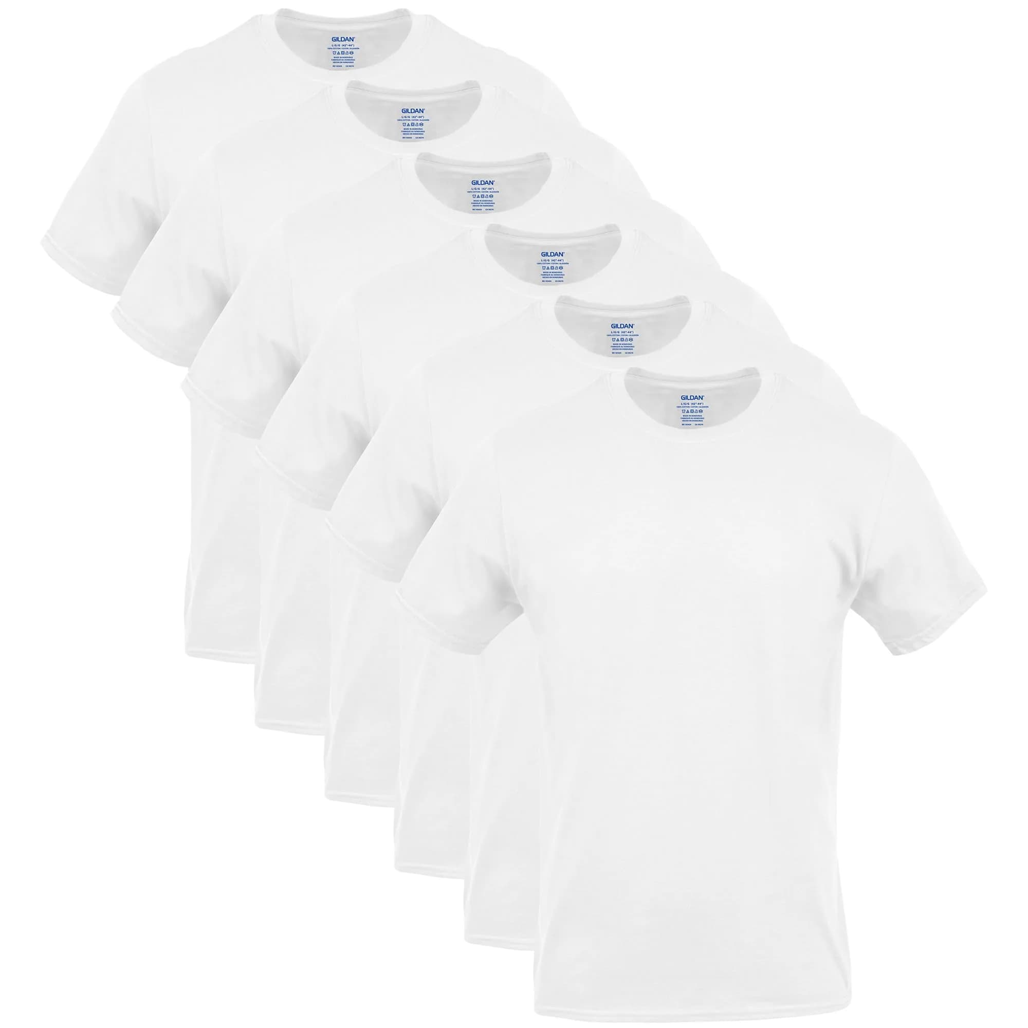 Gildan Men's Crew T-Shirts, Multipack, Style G1100, White (6-Pack), Small | Soft breathable cotton, moisture-wicking comfort