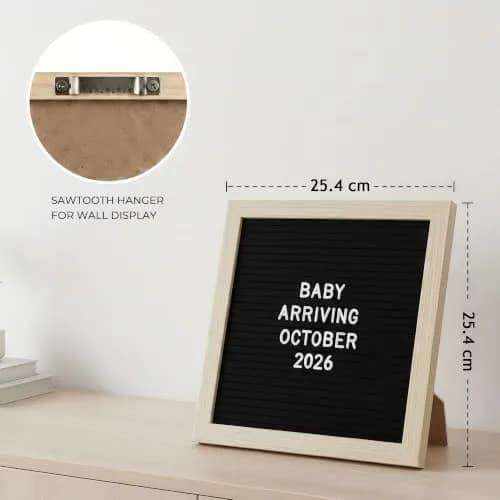 C CRYSTAL LEMON Black Felt Letter Board 10x10in (25x25cm) | Baby Announcement Sign with 336 Letters thumbnail 6