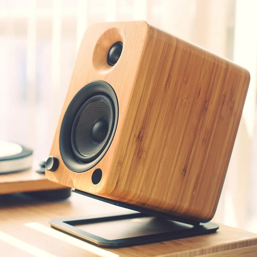 Kanto S4 Tilted Desktop Speaker Stands Pair | 16° Upward Angle, 8 lbs Capacity, Damping Foam, 1/4"-20 Mount, Black - view 7