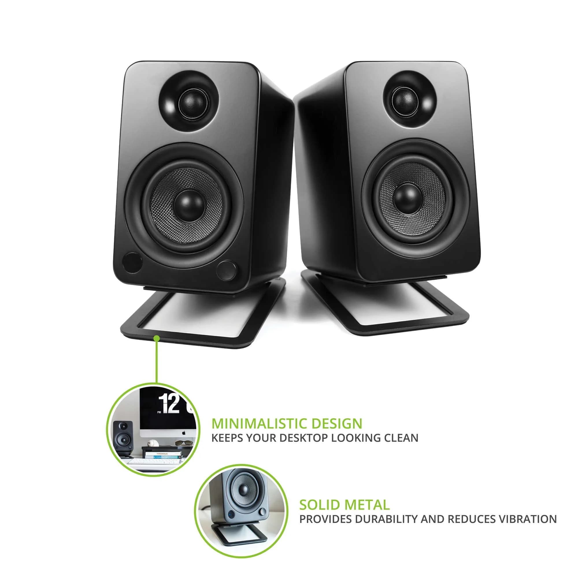 Kanto S4 Tilted Desktop Speaker Stands Pair | 16° Upward Angle, 8 lbs Capacity, Damping Foam, 1/4"-20 Mount, Black - view 2