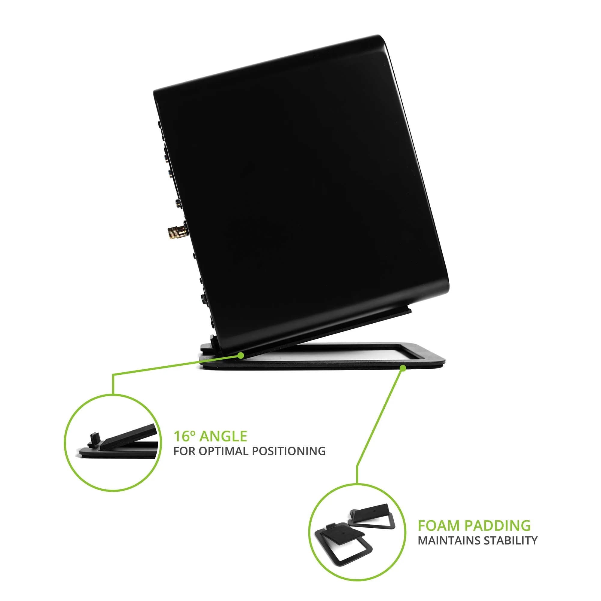 Kanto S4 Tilted Desktop Speaker Stands Pair | 16° Upward Angle, 8 lbs Capacity, Damping Foam, 1/4"-20 Mount, Black - view 3