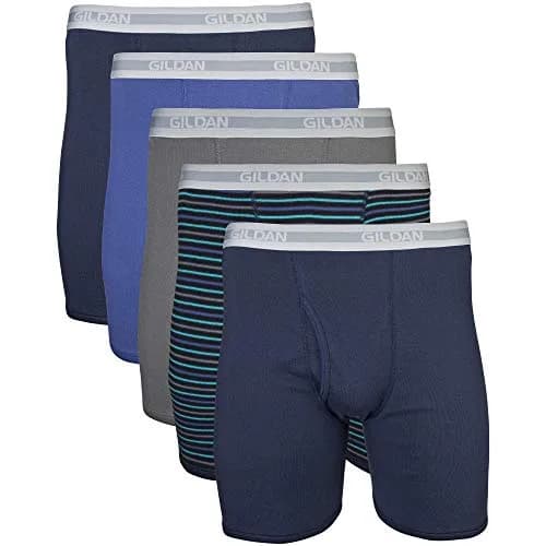 Gildan Men's Classic Length Boxer Briefs 5-Pack, 6" Inseam | Breathable Ring-Spun Cotton thumbnail 1