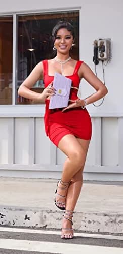 GOBLES Womens Sexy Bodycon Mini Club Tank Dress Red | Flattering Fit & Bold Design thumbnail 6