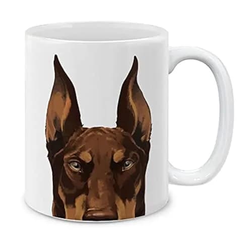 MUGBREW Red Chocolate Doberman Pinscher Dog Ceramic Coffee Mug Tea Cup, 11 OZ | Unique Novelty Design for Dog Lovers thumbnail 1
