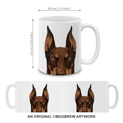 MUGBREW Red Chocolate Doberman Pinscher Dog Ceramic Coffee Mug Tea Cup, 11 OZ | Unique Novelty Design for Dog Lovers thumbnail 3