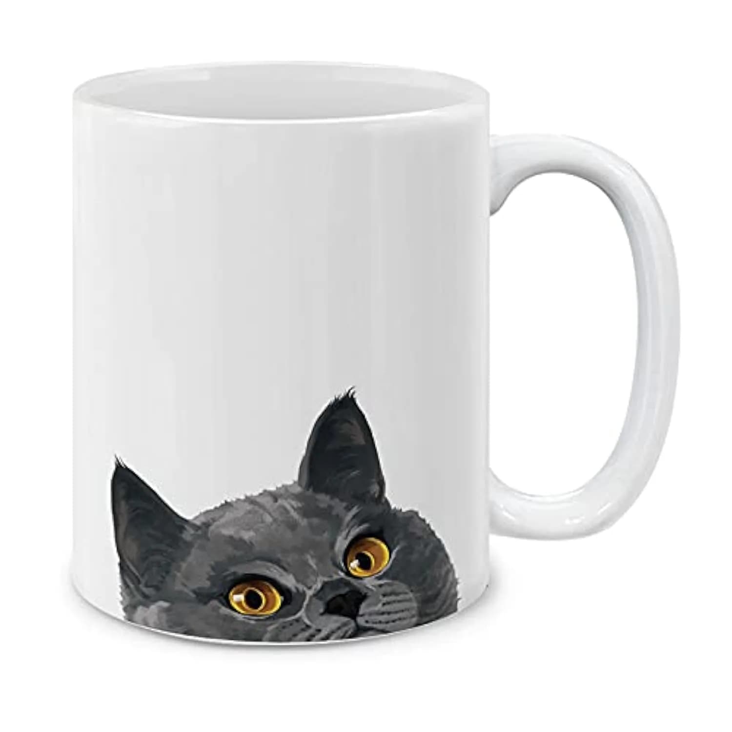MUGBREW Blue Gray British Shorthair Cat Ceramic Coffee Mug Tea Cup, 11 OZ | Unique Novelty Design for Daily Use — Blue Gray British Shorthair Cat