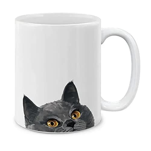MUGBREW Blue Gray British Shorthair Cat Ceramic Coffee Mug Tea Cup, 11 OZ | Unique Novelty Design for Daily Use thumbnail 1