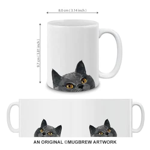 MUGBREW Blue Gray British Shorthair Cat Ceramic Coffee Mug Tea Cup, 11 OZ | Unique Novelty Design for Daily Use thumbnail 3