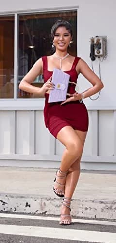 GOBLES Womens Sexy Bodycon Mini Club Tank Dress Wine Red | Flattering Fit & Club Ready thumbnail 6