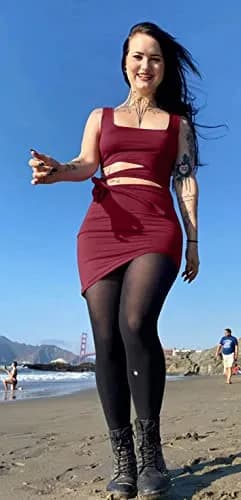 GOBLES Womens Sexy Bodycon Mini Club Tank Dress Wine Red | Flattering Fit & Club Ready thumbnail 7