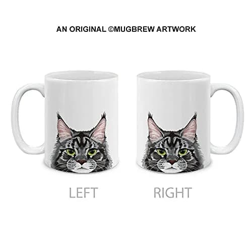 MUGBREW Black Silver Maine Coon Cat Ceramic Coffee Mug 11 OZ | Durable Heat-Press Design for Daily Use thumbnail 1