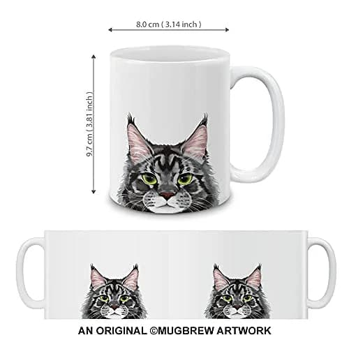 MUGBREW Black Silver Maine Coon Cat Ceramic Coffee Mug 11 OZ | Durable Heat-Press Design for Daily Use thumbnail 2