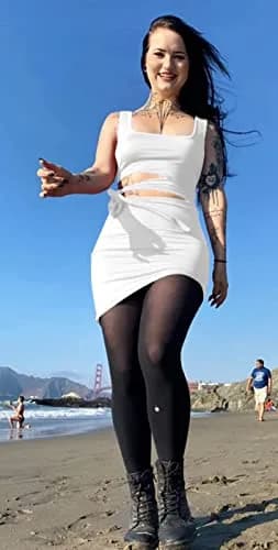 GOBLES White Bodycon Mini Dress | Sexy Club Tank Dress for Women in India thumbnail 7