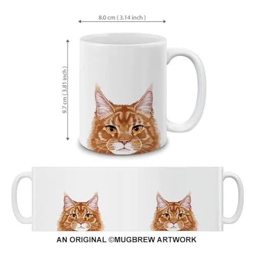 MUGBREW Ginger Orange Tabby Maine Coon Cat Ceramic Coffee Mug Tea Cup 11 OZ | Unique Ginger Orange Maine Coon Design thumbnail 3