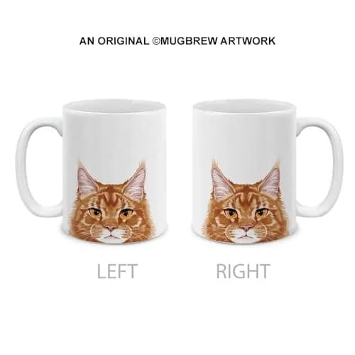 MUGBREW Ginger Orange Tabby Maine Coon Cat Ceramic Coffee Mug Tea Cup 11 OZ | Unique Ginger Orange Maine Coon Design thumbnail 2