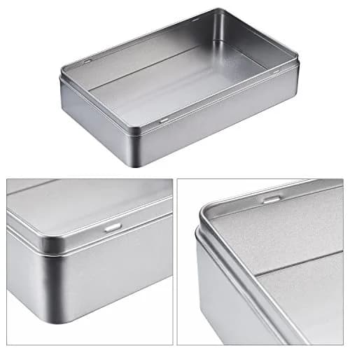 Hotop Silver Metal Tins with Lid Storage Box 215mm x 135mm x 48mm (8.5 x 5.3 x 1.9 Inch) | Classic Rectangular Containers for Gifts and Crafts thumbnail 5