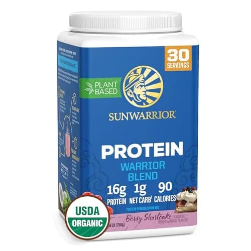 Sunwarrior Vegan Organic Protein Powder Plant-Based | Berry 30 Servings | BCAA & Hemp Seed thumbnail 1
