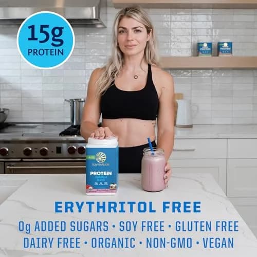 Sunwarrior Vegan Organic Protein Powder Plant-Based | Berry 30 Servings | BCAA & Hemp Seed thumbnail 5