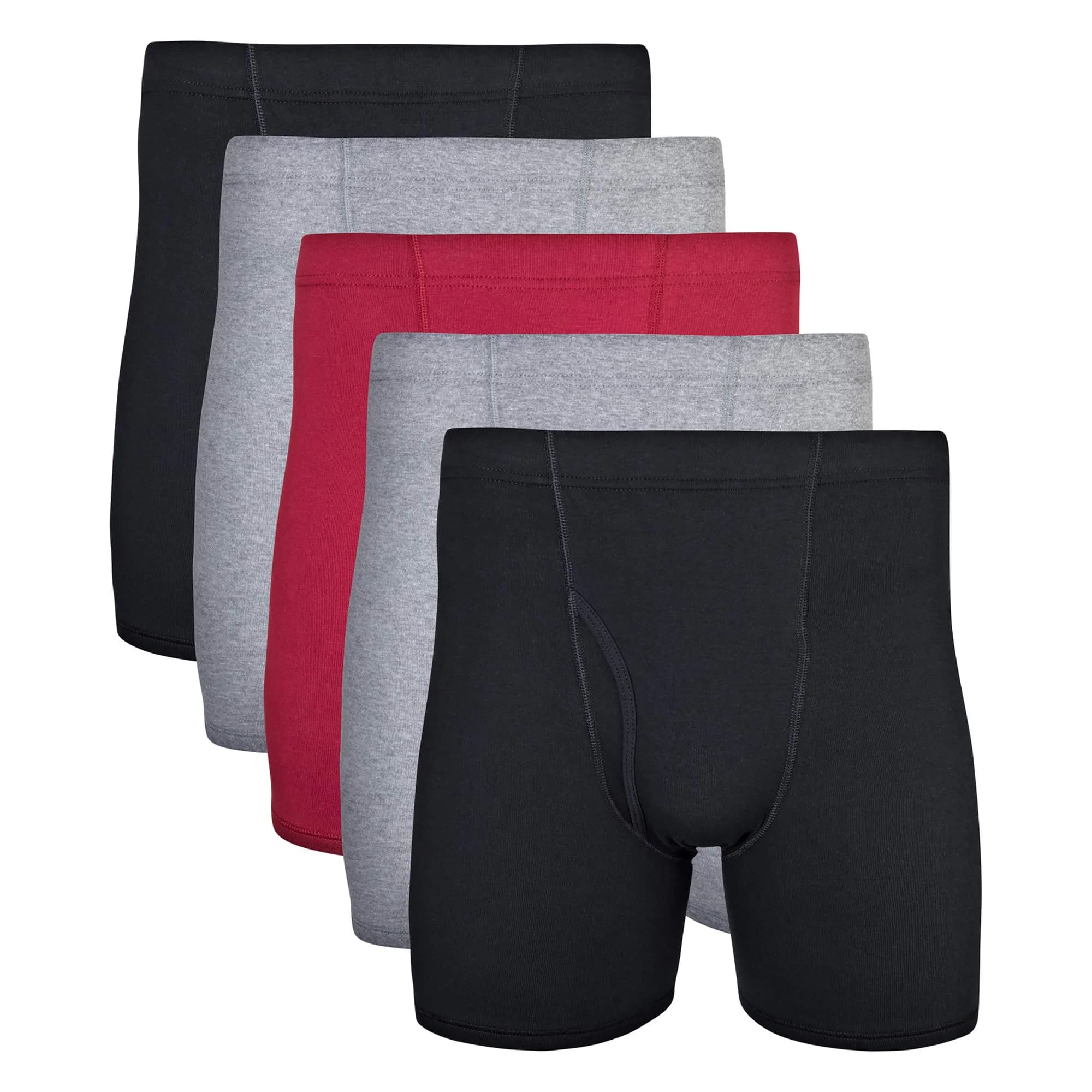 Gildan Men's Underwear Covered Waistband Boxer Briefs 5-pack Large | Soft Cotton Comfort for Men in India